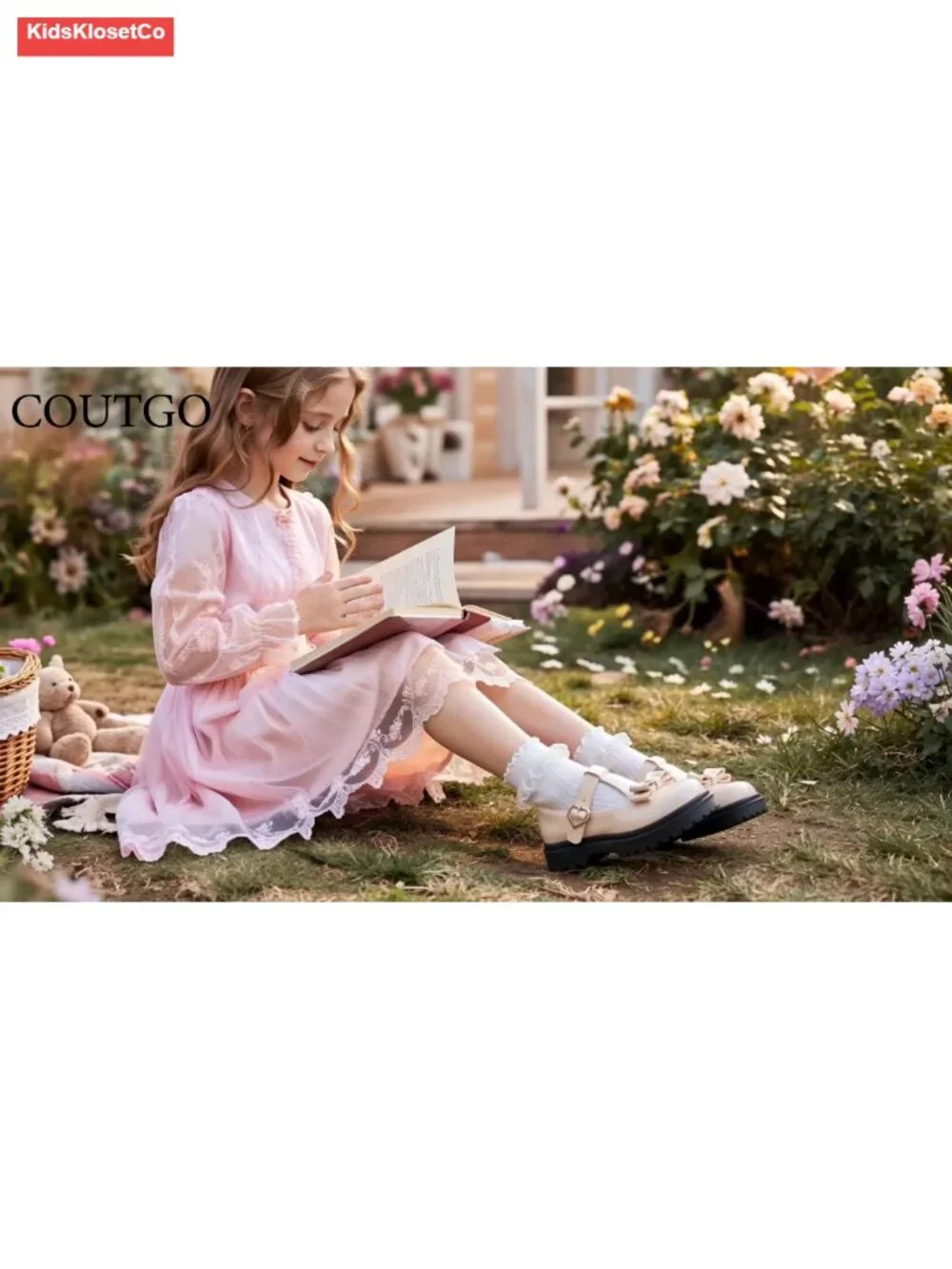 Girls Mary Jane T-Strap Bow Flats Faux Leather School Uniform Dress Shoes